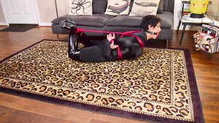 Shiny Bound - Enchantress Sahrye - Hogtied in Boots and Black Spandex